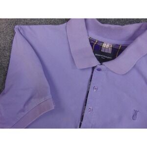 Bruun & Stengade Polo Mens XL Short‎ Sleeve Purple Solid Logo Preppy Flaw